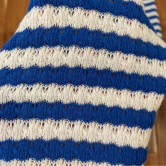 Mango Stripe Knit Jersey Sweater Dress Blue White Button Down Front Size 4. - Picture 13 of 15